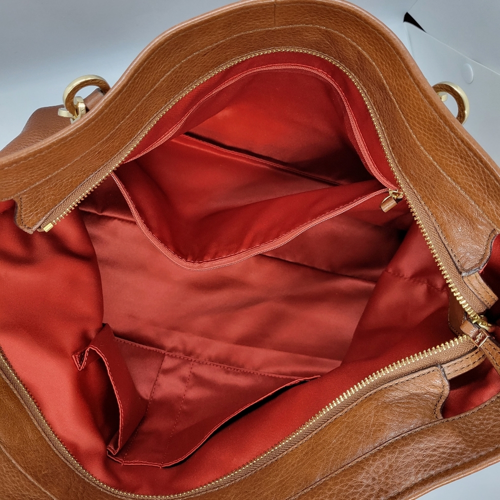 Cognac Pebble Leather COACH Tote Bag - Picture 4 of 16